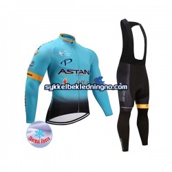Herre 2017 Astana Pro Team Vinter sykkeldrakt + bib cykeltights N001