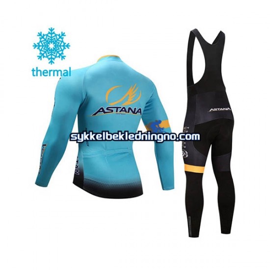 Herre 2017 Astana Pro Team Vinter sykkeldrakt + bib cykeltights N001