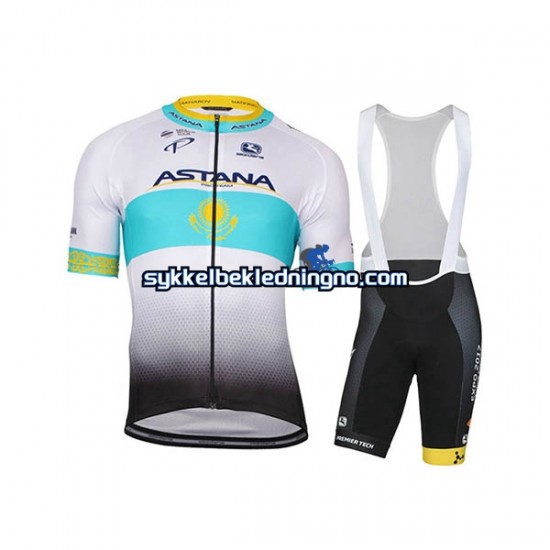 Herre 2017 Astana Pro Team sykkeldrakt + bib sykkelshorts N002