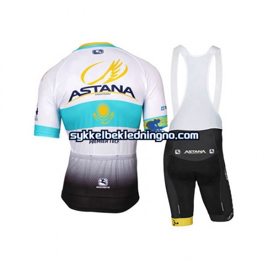 Herre 2017 Astana Pro Team sykkeldrakt + bib sykkelshorts N002