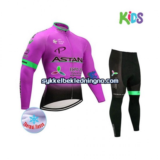 Barn 2017 Astana Pro Team Vinter sykkeldrakt + cykeltights N003