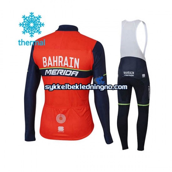 Herre 2017 Bahrain Merida Vinter sykkeldrakt + bib cykeltights N001