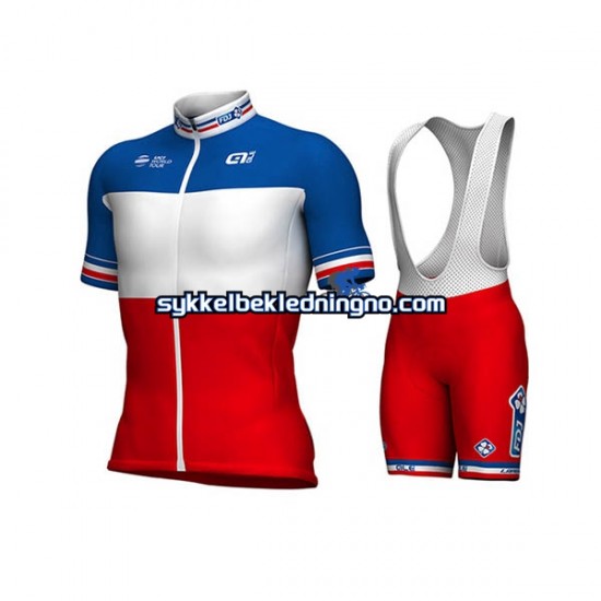 Herre 2017 FDJ sykkeldrakt + bib sykkelshorts N002