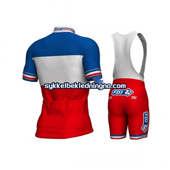 Herre 2017 FDJ sykkeldrakt + bib sykkelshorts N002