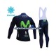 Herre 2017 Movistar Team Vinter sykkeldrakt + bib cykeltights N001