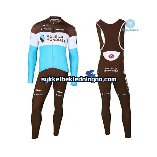 Herre 2018 AG2R La Mondiale Vinter sykkeldrakt + bib cykeltights N002