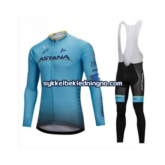 Herre 2018 Astana Pro Team sykkeldrakt + bib sykkelbukse N001