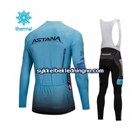 Herre 2018 Astana Pro Team Vinter sykkeldrakt + bib cykeltights N001