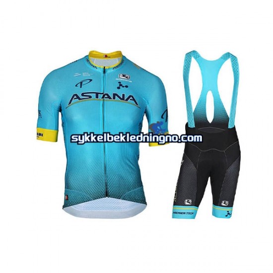 Herre 2018 Astana Pro Team sykkeldrakt + sykkelshorts N001