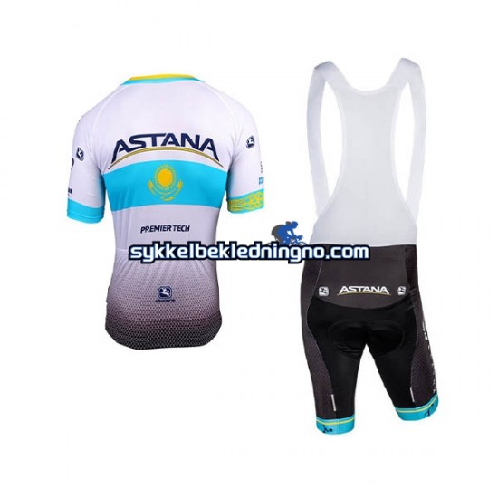 Herre 2018 Astana Pro Team sykkeldrakt + bib sykkelshorts N002