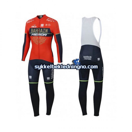 Herre 2018 Bahrain Merida sykkeldrakt + bib sykkelbukse N001