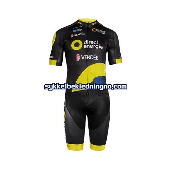 Herre 2018 Direct Energie sykkeldrakt + bib sykkelshorts N001