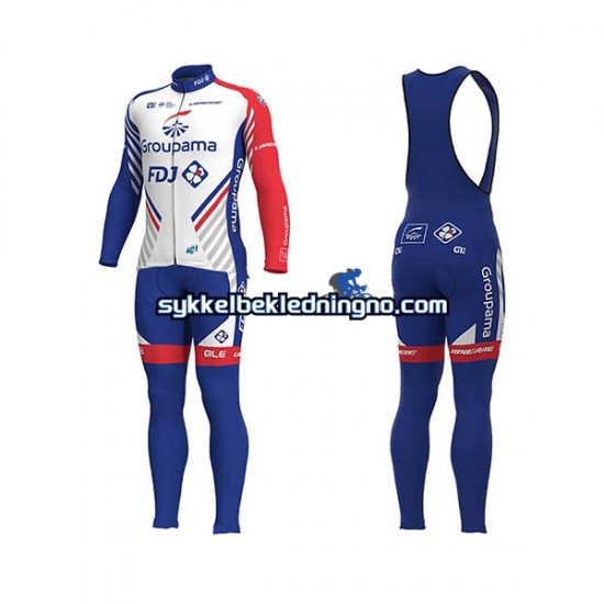 Herre 2018 FDJ sykkeldrakt + bib sykkelbukse N001