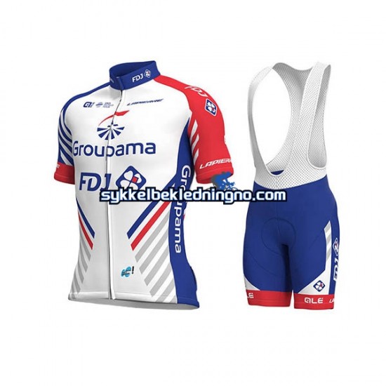 Herre 2018 FDJ sykkeldrakt + bib sykkelshorts N001