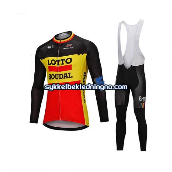 Herre 2018 Lotto Soudal sykkeldrakt + bib sykkelbukse N002