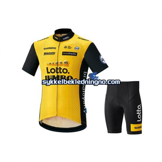 Herre 2018 LottoNL-Jumbo sykkeldrakt + sykkelshorts N001