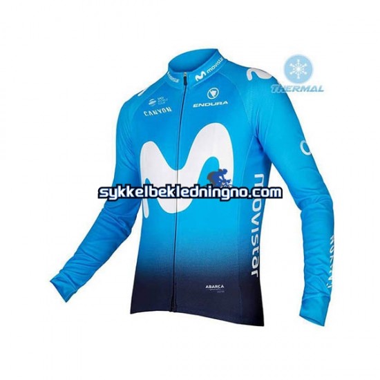 Herre 2018 Movistar Team Vinter sykkeldrakt + bib cykeltights N001