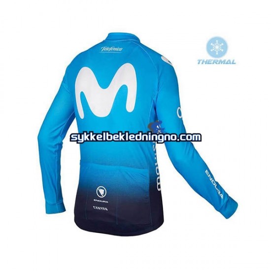 Herre 2018 Movistar Team Vinter sykkeldrakt + bib cykeltights N001