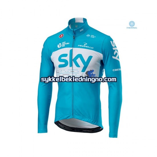 Herre 2018 Team Sky Vinter sykkeldrakt + bib cykeltights N002