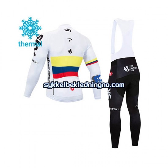 Herre 2018 Team Sky Vinter sykkeldrakt + bib cykeltights N003