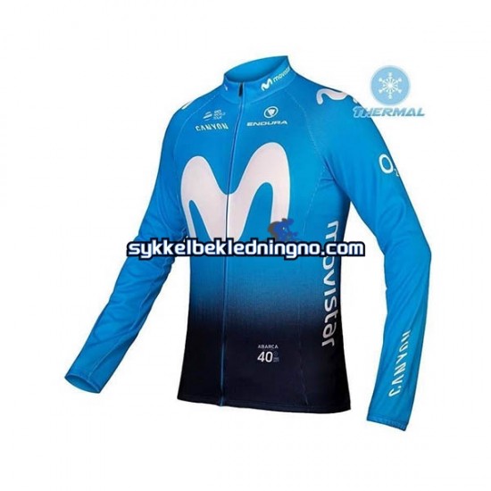 Herre 2019 Movistar Team Vinter sykkeldrakt + bib cykeltights N001