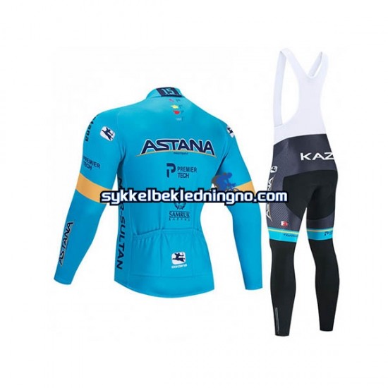 Herre 2020 Astana Pro Team sykkeldrakt + bib sykkelbukse N001