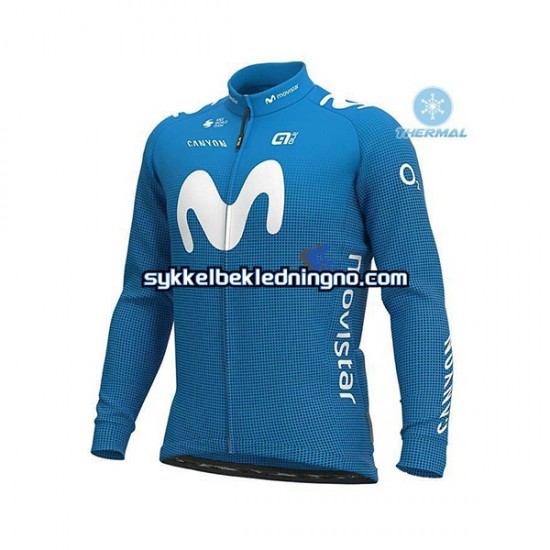 Herre 2020 Movistar Team Vinter sykkeldrakt + bib cykeltights N001