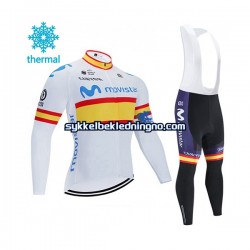 Herre 2020 Movistar Team Vinter sykkeldrakt + bib cykeltights N002