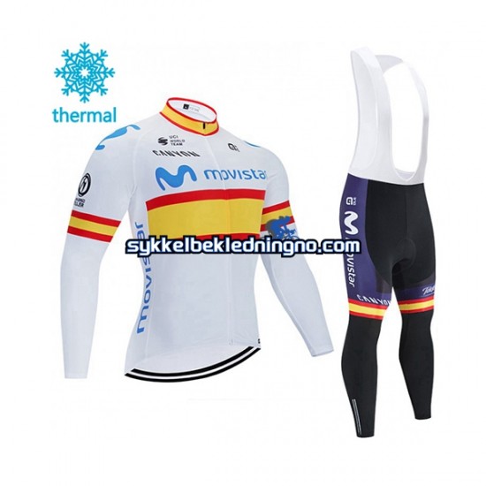 Herre 2020 Movistar Team Vinter sykkeldrakt + bib cykeltights N002