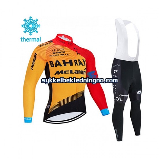 Herre 2020 Team Bahrain McLaren Vinter sykkeldrakt + bib cykeltights N001