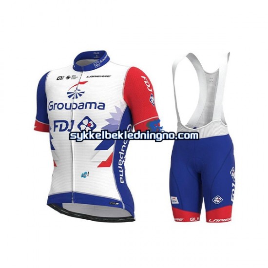 Herre 2021 Groupama-FDJ sykkeldrakt + bib sykkelshorts N001