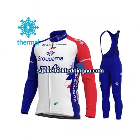 Herre 2021 Groupama-FDJ Vinter sykkeldrakt + bib cykeltights N001