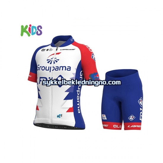 Barn 2021 Groupama-FDJ sykkeldrakt + sykkelshorts N001