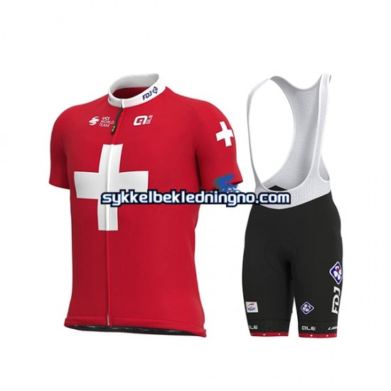 Herre 2021 Groupama-FDJ sykkeldrakt + bib sykkelshorts N002