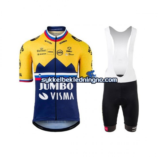 Herre 2021 Team Jumbo-Visma sykkeldrakt + bib sykkelshorts N002