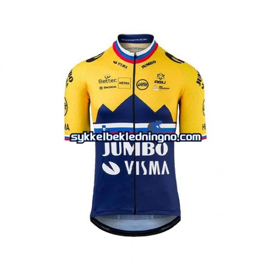 Herre 2021 Team Jumbo-Visma sykkeldrakt + bib sykkelshorts N002