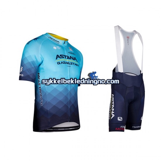 Herre 2022 Astana Qazaqstan Team sykkeldrakt + bib sykkelshorts N001