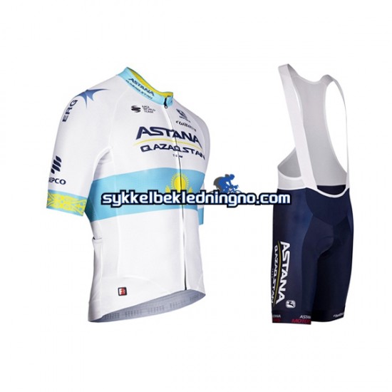 Herre 2022 Astana Qazaqstan Team sykkeldrakt + bib sykkelshorts N002