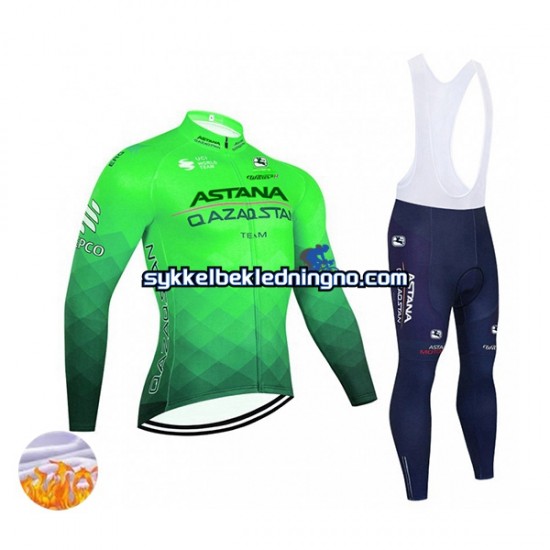 Herre 2022 Astana Qazaqstan Team Vinter sykkeldrakt + bib cykeltights N003