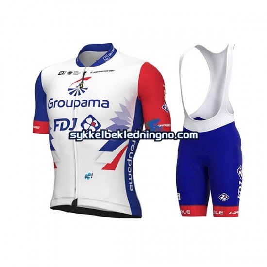 Herre 2022 Groupama-FDJ sykkeldrakt + bib sykkelshorts N001