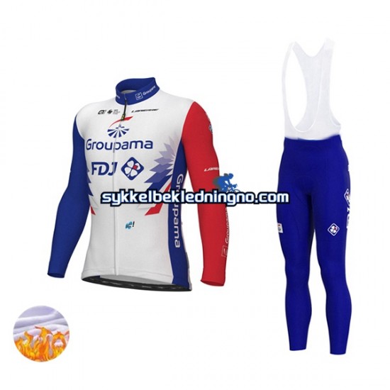 Herre 2022 Groupama-FDJ Vinter sykkeldrakt + bib cykeltights N001