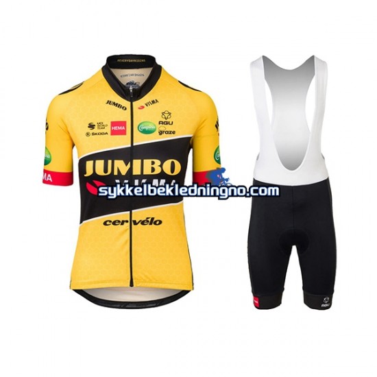 Herre 2022 Team Jumbo-Visma sykkeldrakt + bib sykkelshorts N001